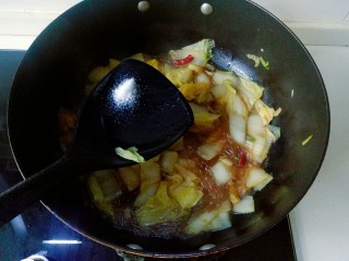 15、大白菜炖粉条,根据自己口味再加入适量盐,翻拌均匀