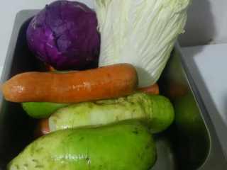 4、健康素食会呼吸的四川泡菜,白萝卜，胡萝卜，大白菜，紫甘蓝圆包菜，心里美萝卜，西蓝花的根茎部位是泡菜里最好的食材。