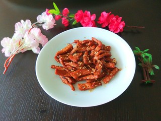 15、香辣里脊肉条  新文美食,成品图