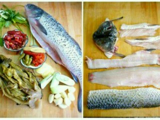 1、酸菜鱼,活鱼宰杀，洗净，料头备好