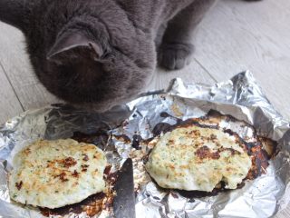 12、健康鸡肉汉堡,烤完拿出来(已经很香了,连猫都颤了????)