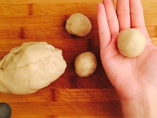 9、韭菜盒子 (家庭经典版),把醒好的面团拿出来分成直径2.5厘米的剂子(抱歉各位，实在想不出参照物，大概是比乒乓球小，比鹌鹑蛋大的面团剂子，我想起来了！大概是煮熟的汤圆那么大的面团剂子????)