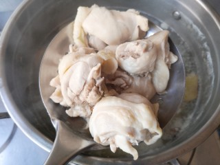 6、钵钵鸡,将鸡肉沥水捞出。