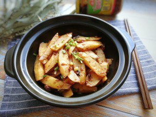13、厨房挑战+素菜+酱爆山药片,成品图！