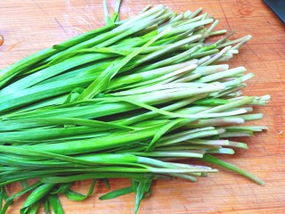 1、薄皮虾米鸡蛋韭菜盒子,韭菜洗净,切碎