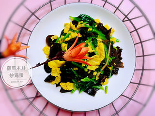 17、菠菜木耳炒鸡蛋,菠菜木耳炒鸡蛋，完成了！