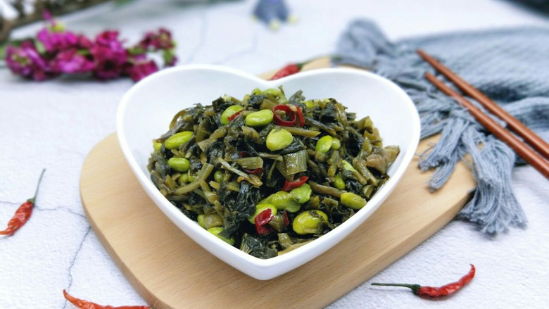 厨房挑战＋素菜＋雪菜炒毛豆