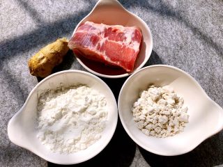 2、冬寒菜肉末羹,瘦肉150g，红薯粉20g，玉米淀粉35，生姜6g