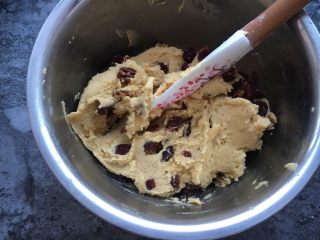 10、爆浆巧克力奇普软曲奇,剩下的加入碧根果仁碎块和巧克力碎块。静置50分钟后再用。