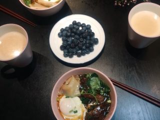 8、坚持做早餐的200天,牛肉抄手~斯里兰卡奶茶~蓝莓