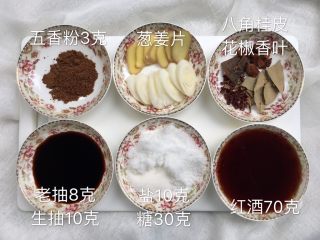 2、简易烤鸭,如图准备好各种调料，克数仅供参考，按自己口味调整即可