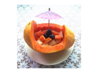 7、木瓜水果船#甜蜜美味#,摆盘装饰