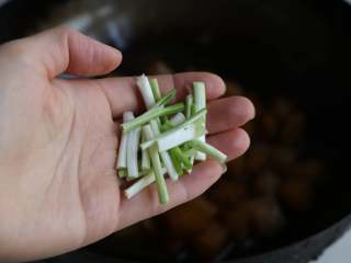 10、清炖白萝卜,放入葱段继续烧，