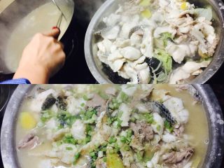 5、家庭版水煮活鱼,把菜全部捞出，汤也倒到盆子里，就可以等泼油了
