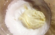 24、聚会必不可少的节日蛋糕,将软化的黄油加入蛋白霜中
