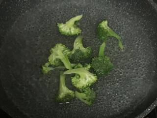 3、宝宝午餐肉,. 将西兰花块放入烧开的沸水中,焯30秒左右,不要超过一分钟