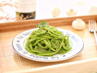 16、奶油菠菜蘑菇意面,成品图
