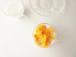 8、芒果西米露,在牛奶里放上切好的芒果，倒上西米和蜂蜜