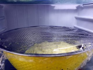 3、家庭健康小油条,盖上保鲜膜放入冰箱冷藏一夜。