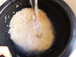 4、日式醇香核桃饭,放入清水，冲洗几遍