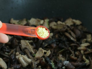 12、榛蘑炒肉,再放入鸡精