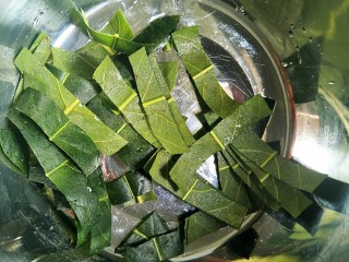 5、枇杷叶冰糖雪梨水,刷干净绒毛洗干净剪成小块。