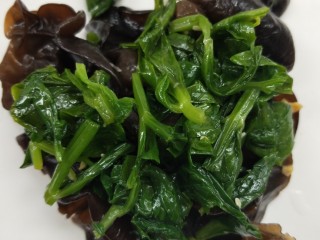 10、健康营养芹菜叶醋拌木耳,取一大碗，放入芹菜叶，木耳。