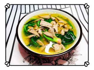 19、猪肝菠菜汤,补铁补血的菠菜猪肝汤，完成了。
