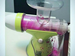 2、制作多彩蝴蝶面,材料洗干净，过程不需要加水，直接摇出汁来