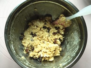 9、红提燕麦小饼干,混合翻拌均匀。