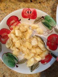 8、法式薄饼,将香蕉捣碎成泥