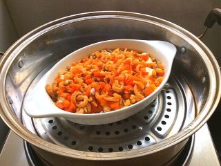 14、健康菜+虾米胡萝卜蒸豆腐,蒸好取出