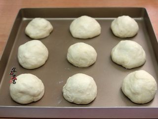 8、板栗馅柔软小餐包,全部包好放入烤盘中，静置5分钟左右