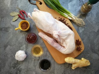 1、节气美食―霜降酱焖鸭,准备材料