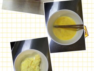 5、炒河粉,准备好的鸡蛋打散，炒好备用