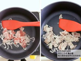 2、宝宝辅食：日式土豆炖肉,加入猪肉片翻炒至变色。