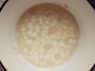 1、老北京麻酱糖火烧,牛奶加少许温水，调成不烫手的程度，加酵母粉