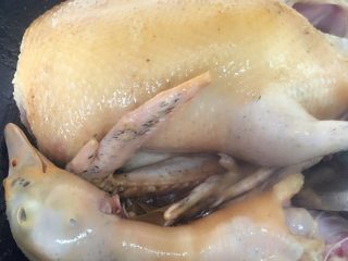 2、焗鸭,熟锅放油放鸭子进去拉皮