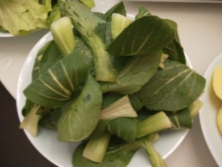 12、冬日暖心菜+在家吃火锅,小油菜洗干净装盘。