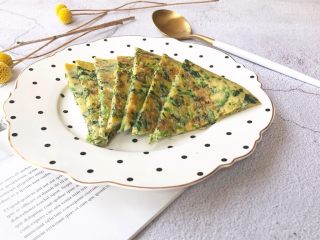 12、虾皮菠菜鸡蛋饼,可以切适合宝宝手抓握，也是很好的手指食物