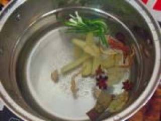 5、家庭盐水鸭,葱打结，姜拍碎，大茴，香叶放进锅里煮开。放一汤匙白醋一汤匙盐，大火煮开，小火煮20分钟即可