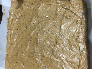 21、香甜枣泥糕,倒入面糊，粗略地抹平表面，震几下烤盘