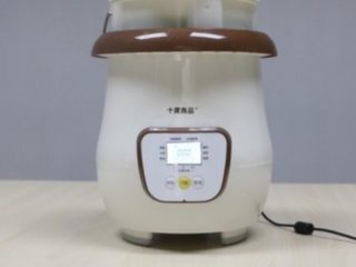 5、李子酵素,将准备好的食材倒进溶好糖的酵素桶内，倒入激活了的菌粉搅拌均匀，把桶盖盖好，放进已灭菌机体中，功能选择鲜酿酵素，然后按开机（如果室温超过30度，放进机体前，请按照机体最佳加水量的刻度线来开水）