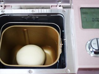 11、补血宜气的芹菜牛肉包,把和好的面团用手揉圆后，进行醒发。