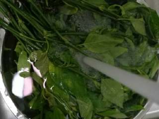 2、五彩饭,洗净红蓝草