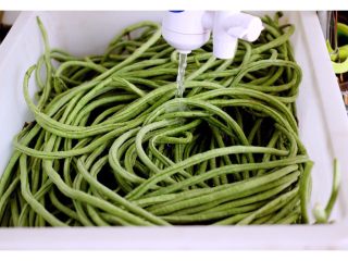 2、绿色美食+自制酸豆角,豆角用清水冲洗干净后