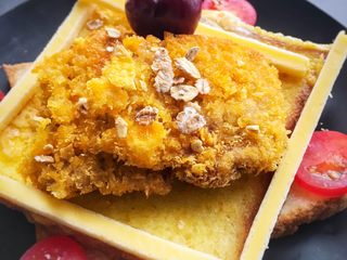 12、宝宝辅食12M➕:香煎吐司夹肉片,成品图