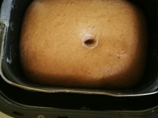 2、红糖全麦欧包,基础发酵，二倍大，手指沾面，戳洞不回缩。