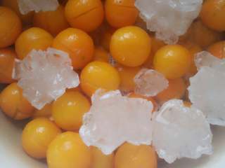 3、蜜渍金桔酱,把金桔倒入锅中，倒入水和冰糖，大火煮开