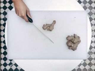 2、红糖姜茶,将生姜洗净，切片